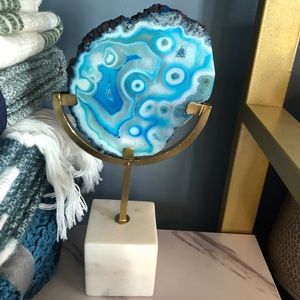 Infinity Home blue agate table decor marble NWT